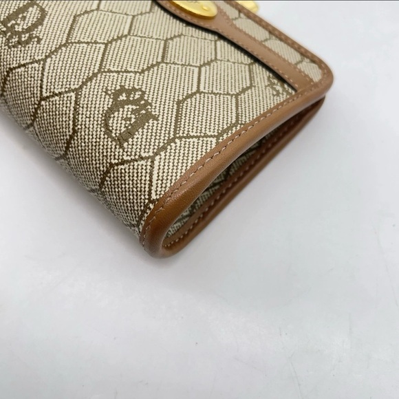 Auth Christian Dior Honeycomb PVC x Leather Beige Clasp Coin Case W/Box - Picture 12 of 13